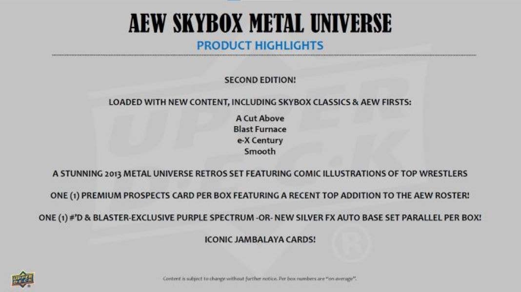 2025 Upper Deck AEW Skybox Metal Universe Wrestling 30ct. Bl